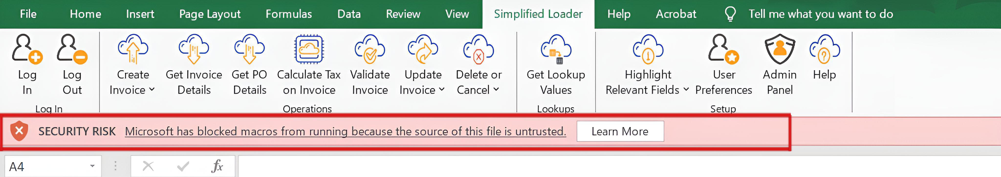Digitally Signed Macro Certificate - Security Risk Red Banner